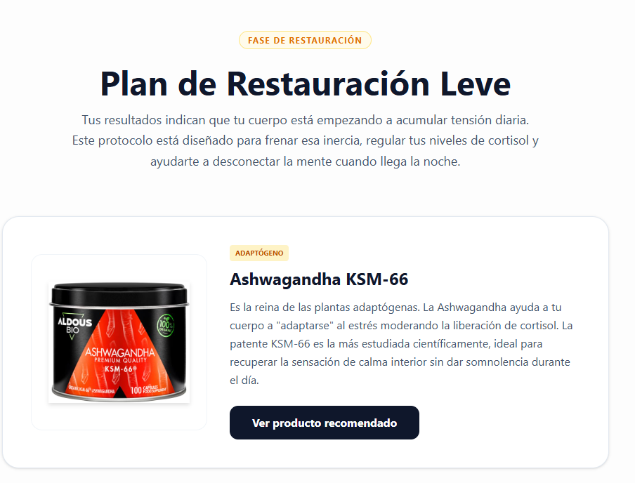 Vista de sugerencias de suplementación